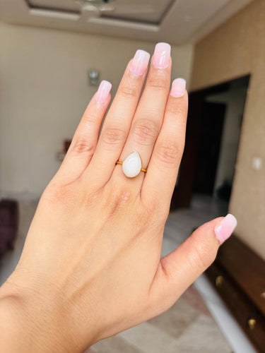 White Drop Stone Ring